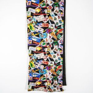 90s Nicole Miller Stamp Scarf XL 11" x 68" / Kitsc